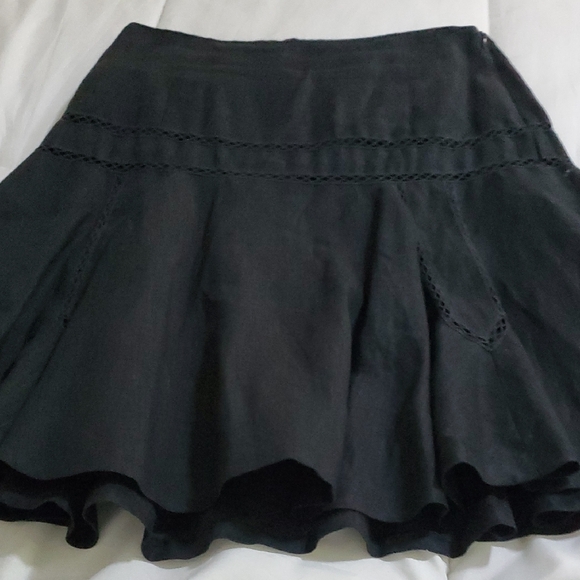 Ralph Lauren Cottagecore  Black Fit and Flare  100% Linen Mini Skirt - Picture 14 of 14